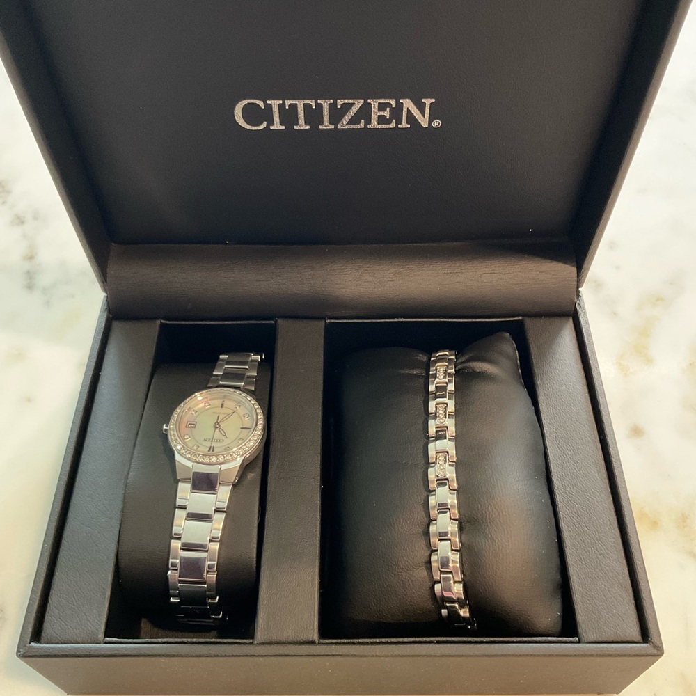Citizen Silver-Tone Women's Bracelet Watch Set